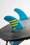 Quillas Feather Fins Ultralight Epoxy Feather Fins Blue/ Yelow Talla M Compatible FCS2