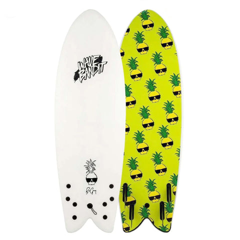 Tabla de Surf CATCH SURF WAVE BANDIT RETRO FISH 5'8 QUAD WHITE · BEN GRAVY (Softboard)